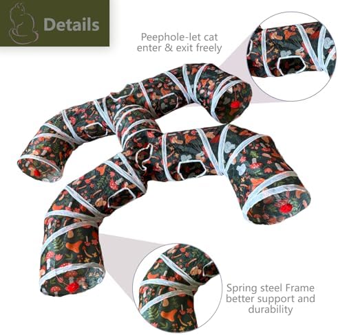 Foldable H-Shaped Cat Tunnel Toy with Interactive Playing Balls - 4 Exits for Cats, Kittens, Rabbits & Small Pets Collapsible Play Tube for Indoor Fun & Exercise