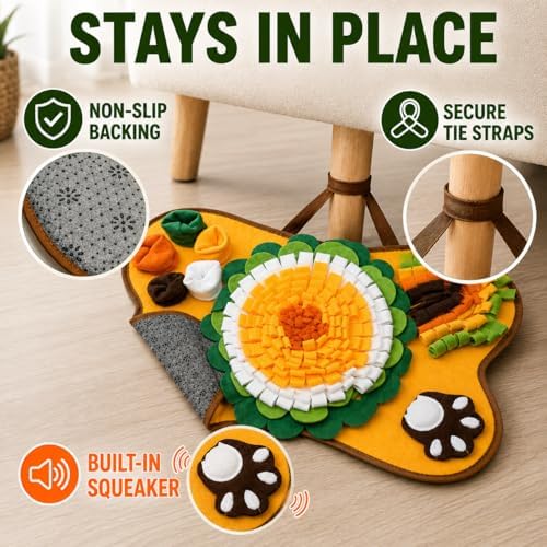 Snuffle Mat for Dogs, Interactive Dog Enrichment Toy and Slow Feeder, Nose Work Foraging Mat for Mental Stimulation, Indoor Activity and Boredom Relief