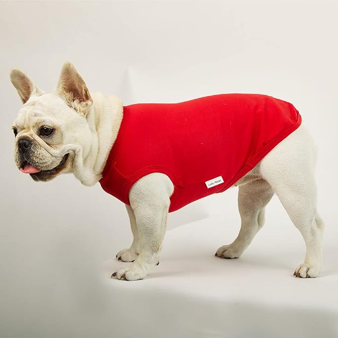 Dog Sleeveless Tank Top Cotton Shirts for Dogs Plain Sleeveless T-Shirts Soft Breathable Cool Dog Shirt pet Clothes (Medium, Red)