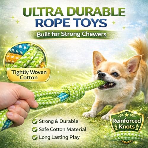 6 Pack Rope Toys for Dogs Aggressive Chewers, Prevents Boredom and Dental Cleaning for All Dog Sizes, Cotton Dog Tug Rope Toy for Instinctual Play, Exercise, and Training