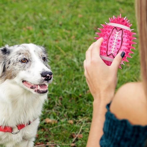 Gemscream 6 Pcs 4.7'' Spiky Squeaker Football Dog Toy Balls for Teething