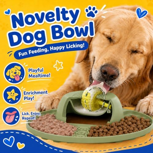 Slow Feeder Dog Bowls, Lick Mat & Interactive Rolling Ball, Dishwasher Safe