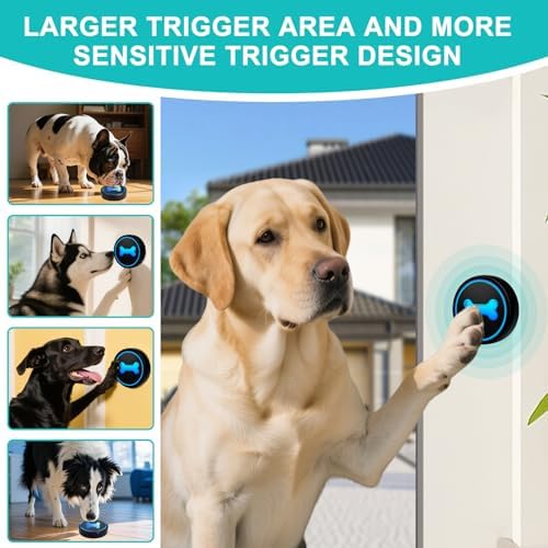 Dog Doorbell to Go Outside, Smart Wireless Doggie Doorbell for Potty Training,1000 Feet Long Range with IP65 Waterproof Super-Light Touch Button, 60 Melodies & Adjustable Volume (1 Button)