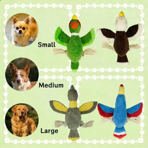 Dog Squeaky Toy Plush Goose Dog Chew Toy with Cotton Rope Tassels, Interactive Tug Toy for Small, Medium and Large Dogs