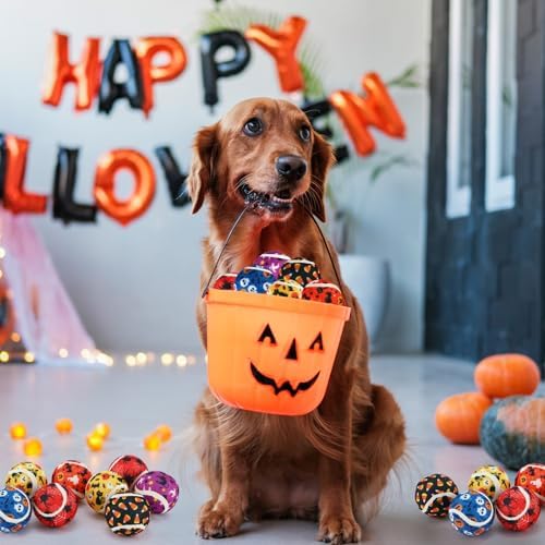 Seenelling 6 Pcs Halloween Squeaky Tennis Balls for Dogs Bulk, Cute