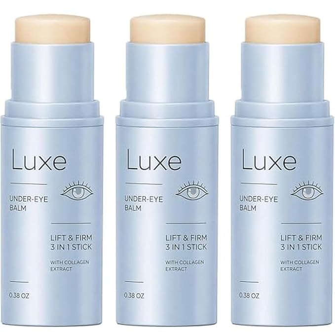 Luxe Korean Under Eye Balm Stick - Lift & Firm 3-in-1 Multi Balm with Collagen Extract for Dark Circles, Puffiness & Fine Lines -Refreshing Eye Care, 0.38 OZ(3pcs)