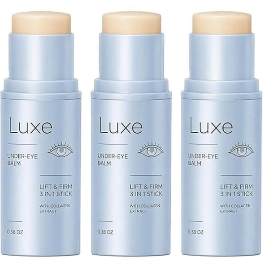 Luxe Korean Under Eye Balm Stick - Lift & Firm 3-in-1 Multi Balm with Collagen Extract for Dark Circles, Puffiness & Fine Lines -Refreshing Eye Care, 0.38 OZ(3pcs)