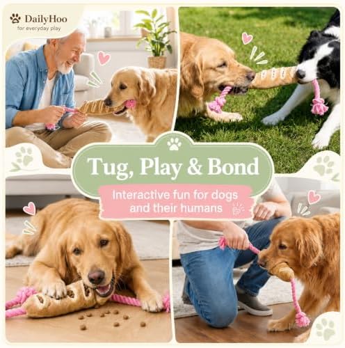 Tough Dog Toys for Aggressive Chewers - Interactive Dog Toys for Large Dogs, Durable Rope Dog Toy Crinkle Treat Holder, Indestructible Chew Toys & Puzzle Feeder for Heavy Biters
