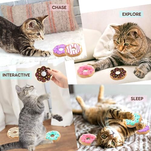 CiyvoLyeen Plush Donut Catnip Toys for Indoor Cats 6 Pack