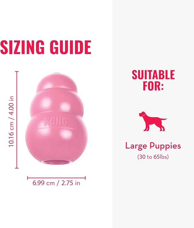 KONG Puppy, Natural Rubber Teething Chew Toy, for Large Puppies, Pink