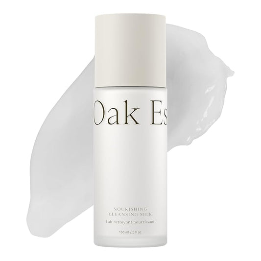 Oak Essentials Nourishing Cleansing Milk | Gentle Makeup Remover Face Wash with Oat Amino Acids, Rice Bran & Rosemary Extract, 5 Oz