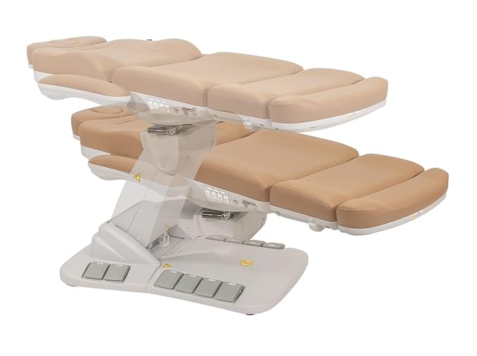 Silver Fox - Facial Chair for Esthetician, Electric Spa Treatment Chair with 4 Motors, Professional Beauty Bed, Adjustable Salon Treatment Table with 240° Rotation - 2246EB, Sand