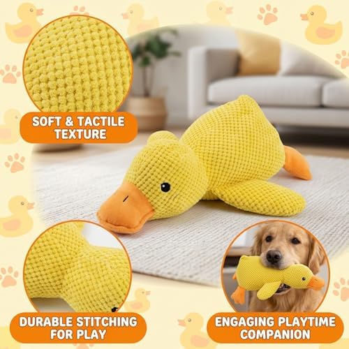Duck Dog Toy, Yellow Duck Dog Toy for Canine Companions, Durable Duck Stuffed Animal for Play and Relaxation, Soft Stuffed Plush Mellow Calming Duck Toy for Dogs
