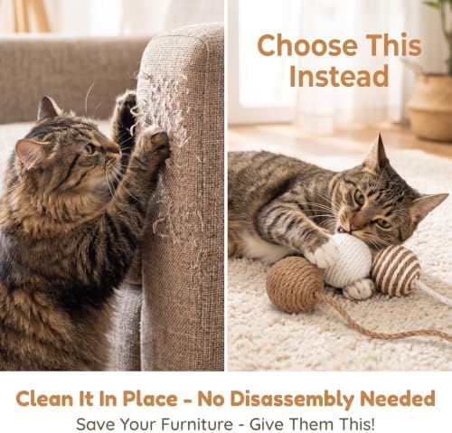 3PCS Cat Rope Ball, Cat Toy Ball with Sisal Rope Wrapping (1.6 Inch)