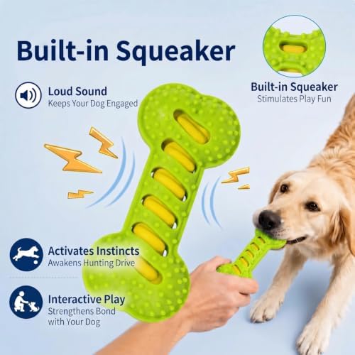 Dog Sound Chew Toy, TPR Material for Teeth Care & Play (Green)