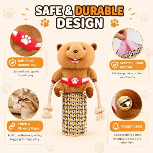 Cat Wrestling Glove Puppet - Interactive Bite Resistant Cat Toy with Arm Sleeve for Scratch Protection, Catnip Caterpillar & Bells | Fun Cat Hand Puppet Gift for Cat Lovers