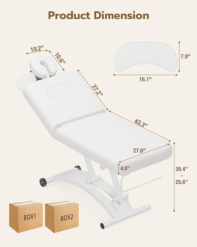 Paddie Electric Lift Spa Bed, Professional Stationary Massage Table with Hydraulic Backrest & Removable Breast Hole, Heavy Duty Medical Beauty Bed Mobile on Casters