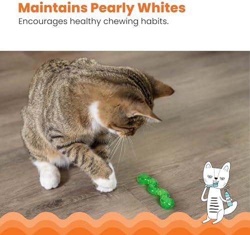 Catstages OrkaKat Wiggle Worm Dental Cat Chew Toy with Catnip, 3.8"