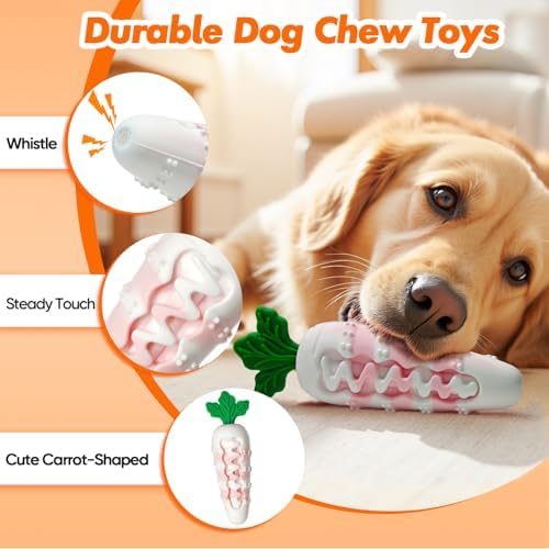 Durable Puppy Teething Toy, Squeaky Carrot Dog Toy
