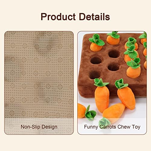 Snuffle Mat & Carrot Puzzle Toy for Dogs, Enrichment Toys with 12 Carrots