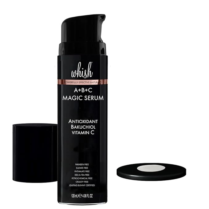 Whish A+B+C Magic Serum - Bakuchiol, Vitamin C, Antioxidant, Reduces Fine Lines & Wrinkles - 4 oz