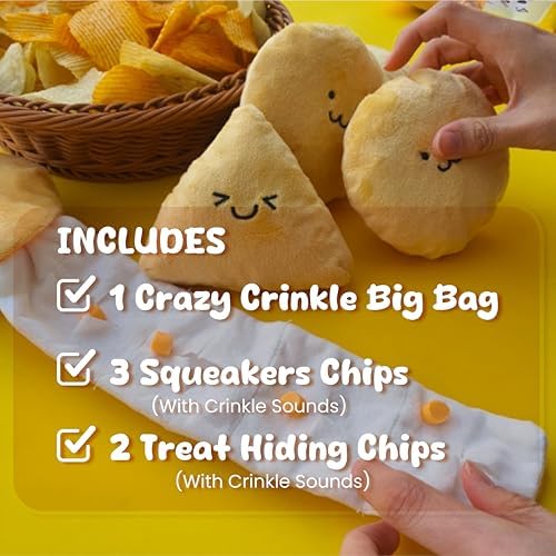 YEPPUPPY Sniffing Play for Mental Stimulation& Hide & Seek Plush Treat Dispenser – Boredom-Busting Interactive Burrow Dog Toy – Snuffle Puzzle Enrichment Gamewith Crinkle Chip Bag Design