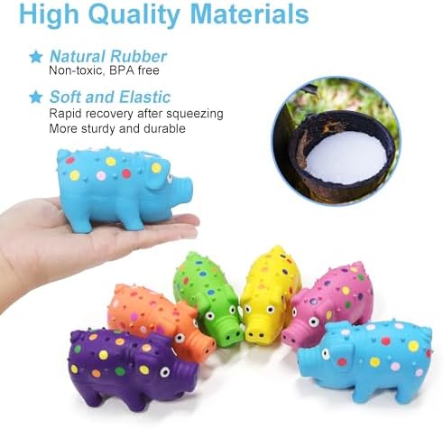 6 Pack Squeaky Pig Dog Toys, Rubber Pig Dog Toys for Puppy, Small, Medium Dogs, 4 Inch Durable Interactive Latex Squeaky Chew Toys
