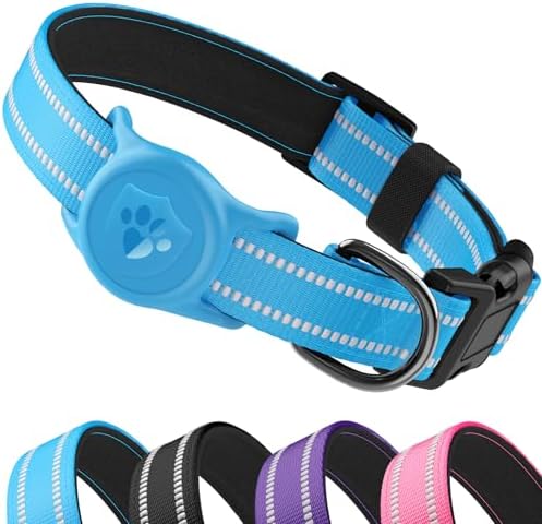 Upgraded AirTag Dog Collar, IP68 Waterproof Holder, Small Blue