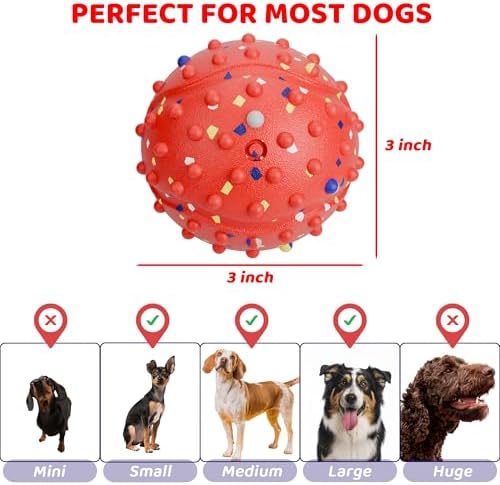 Interactive Dog Balls, Durable Motion Activated Automatic Rolling Ball for Aggressive Chewers, Indestructible Dog Toy Ball for Training Dog Catch and Fetch, Large Medium Small Dog (3in, Red)