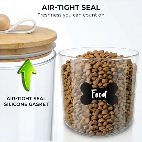 Dog Treat Container Airtight & Dog Treat Jar With Lid: Pet Food Storage
