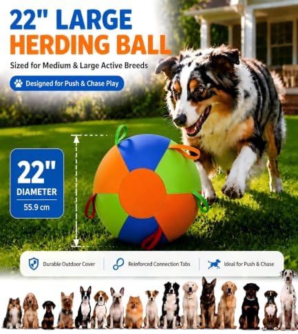 22" Herding Ball for Dogs, Large Dog Training Toy for Outdoor Play