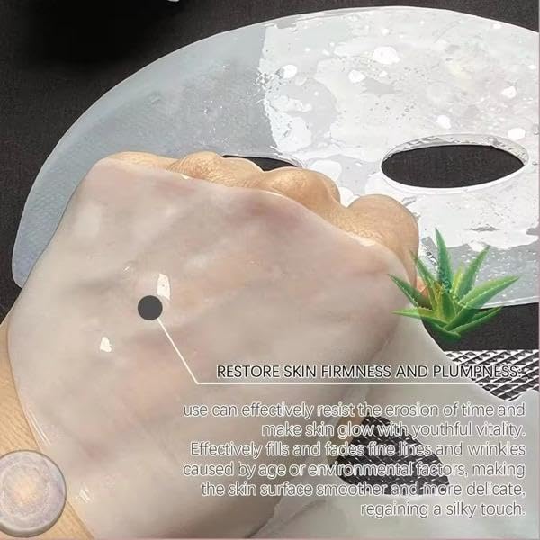 Hydrating Collagen Facial Sheet Mask – Deep Moisture, Pore Care, Firming, Elasticity Boost, Overnight Skin Rejuvenation – 4ea x 1.19oz Masks (34g)