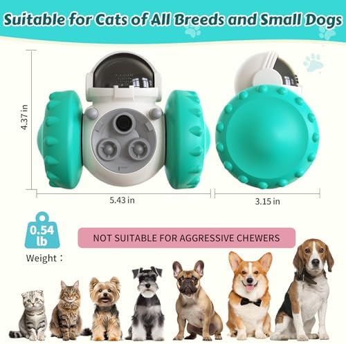 Cat Wobble Treat Dispenser Puzzle Toys Interactive Slow Feeder Snack Enrichment Fun Sliding Rolling Exercise & Distribution Toy for Indoor Cats, Small and Medium Dogs