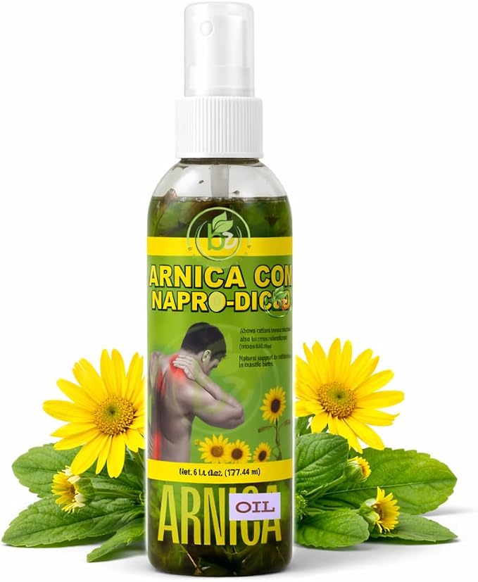 Arnica Sore Muscle Massage Oil(Aceite) – 6 fl oz – Natural Concentrated Body Oil for Muscles, Joints & Massage Therapy – Fast-Absorbing – Fresh Herbal Aroma – Soothing Relief – Daily Use Solution