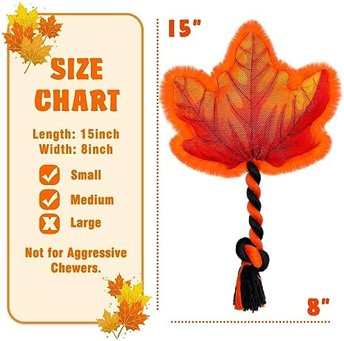 Thanksgiving Dog Toy, Squeaky Maple Leaf Rope Toy for Small Dogs