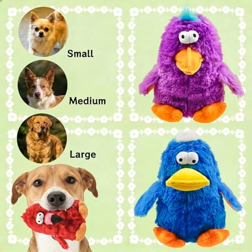 3 Pack Squeaky Dog Toys, Durable Stuffed Bird Dog Toys with Unique Squeak Sounds to Keep Dogs Busy, Cute & Funny Interactive Puppy Toys for Small, Medium and Large Dogs