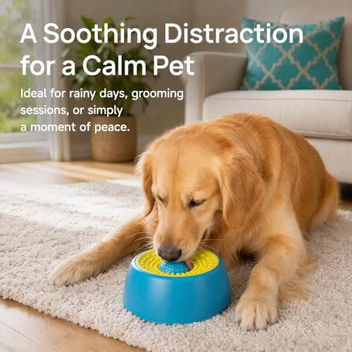 Dog Licking Bowl with Rolling Ball, Interactive Slow Feeder Dog Bowls & Dog Lick Bowl for Boredom Relief, Calming Lick and Roll Bowl for Dogs & Cats with Suction Cups for Wet Food, Peanut Butter
