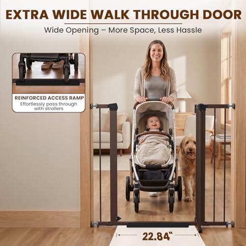 Mumeasy 36" High Extra Tall Dog Gate, 29.7"-40.5" Wide Pressure Mounted Tall Baby Gate for Dog, Auto Close Pet Gate with Door for Stairs,Doorways,House,Black