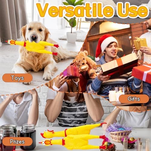 Screaming Chicken Squeaky Rubber Toy,12 Inch Dog Toy Gag Gifts Prank