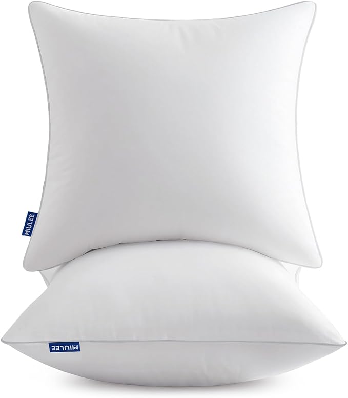 MIULEE 24x24 Inch Euro Pillow Inserts Pack of 2 with 100% Cotton Cover | Throw Pillow Inserts, Square Decorative Pillow Inserts for Sofa Bed Couch Bench
