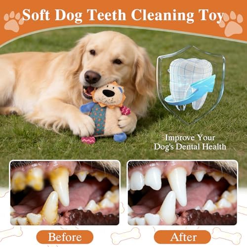 Dog Squeaky Crinkle Plush Lion Toys for Chewers