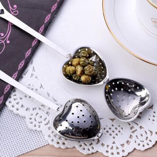 12Pcs Stainless Steel Tea Infuser Mesh Heart Shaped Tea Strainer Spoon Sugar Flour Sifters Filters Tea Interval Diffuser for Loose Leaf, Spices, Seasonings