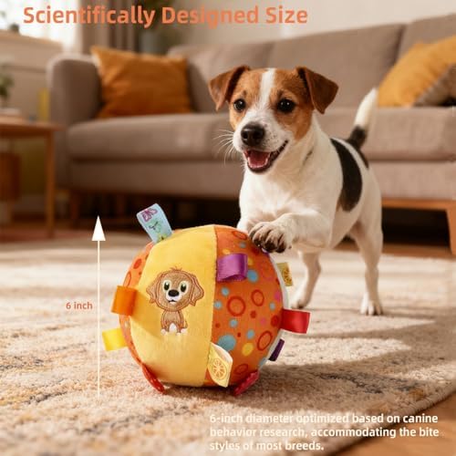 Dog Tag Toy, 6-Inch Squeaky Plush Toy for Puppies & Small Medium Dogs