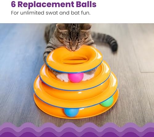 Catstages Replacement Balls for Cat Track Toys, Multicolored, 1.6", 6-Pack | Lightweight Cat Toy Balls, Compatible with Tower of Tracks and Most Catstages Cat Track Toys