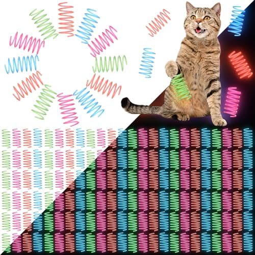 Sosation 200 Pcs Glow in The Dark Springs Cat Toys Kittens