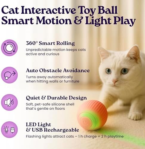 gameOFF Cat Grooming Kit 6 in 1, Include: Nail Clipper, Brush for Shedding, Wand Toy, Interactive Ball Toy, Bath Brush, Ear Cleaner Finger Wipes (30ct.), Cat Grooming Supplies, Kitten Supplies