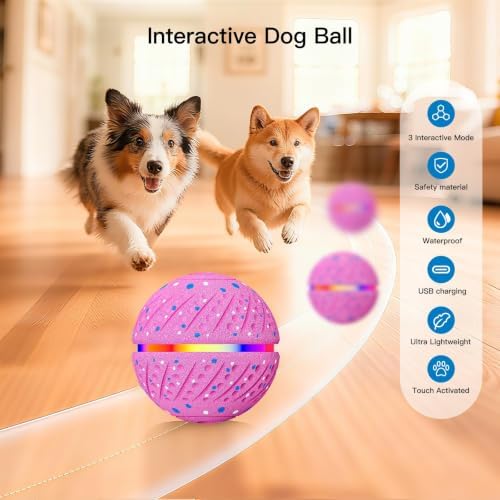 Interactive Smart Moving Dog Ball Toy, E-TPU for S/M Dogs
