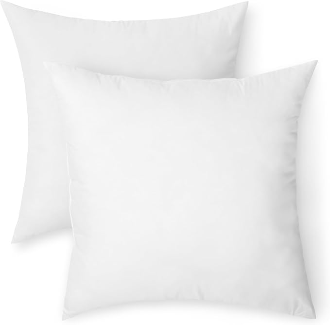 Amazon Basics Square Hypoallergenic Pillow Insert, Soft Decorative Stuffer for Sofa Bed Couch, 26 Inch, 2-Pack