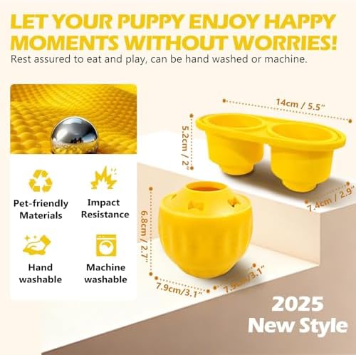 Frozen Treat Dispensing Dog Toy to Keep Them Busy, Interactive Indestructible Dog Puzzle Toy for Small Medium Breeds, Cognitive Dog Enrichment Toys Freezable - Yellow
