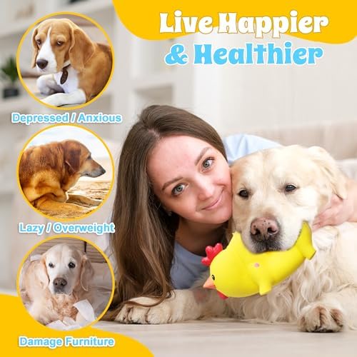 Squeaky Pig Dog Toys, Rubber Pig Dog Toys for Small, Medium & Large Dogs, Durable Interactive Latex Squeaky Chew Toys